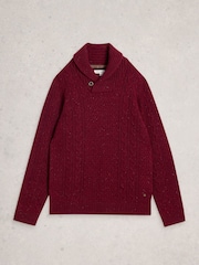 White Stuff Red Berkley Shawl Neck Jumper - Image 5 of 6
