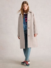 White Stuff White Kelsey Texture Wool Blend Coat - Image 1 of 6
