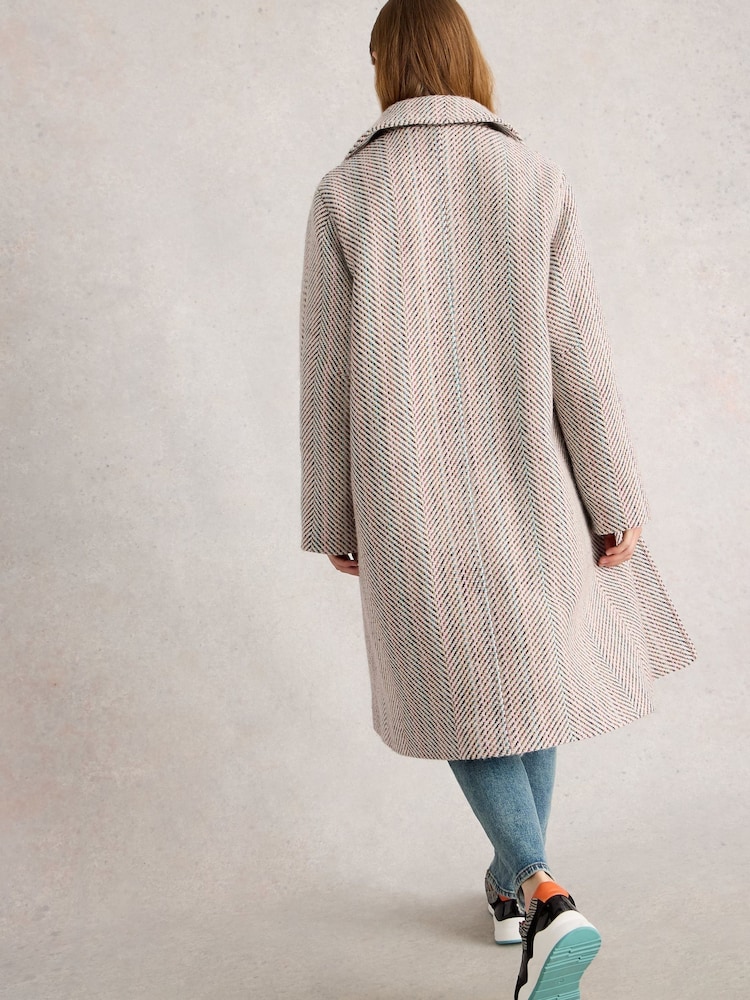White Stuff White Kelsey Texture Wool Blend Coat - Image 2 of 6