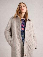 White Stuff White Kelsey Texture Wool Blend Coat - Image 3 of 6