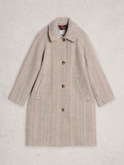 White Stuff White Kelsey Texture Wool Blend Coat - Image 5 of 6
