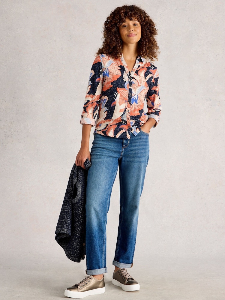 White Stuff Blue Annie Printed Sparkle Shirt - Image 1 of 6