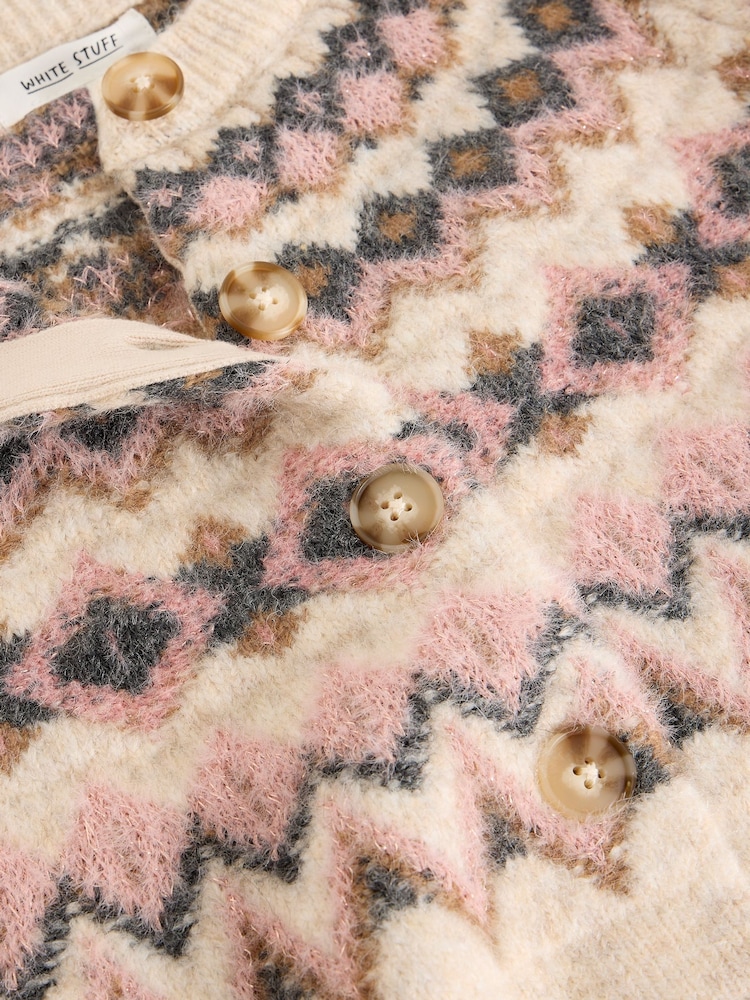 White Stuff Natural Arctic Fairisle Cardigan - Image 7 of 7 White Stuff Natural Arctic Fairisle Cardigan - Image 7 of 7