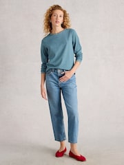 White Stuff Blue Clara Ls Sparkle T-Shirt - Image 1 of 6