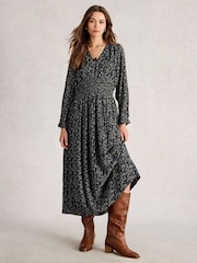 White Stuff Black Edie Metallic Dress - Image 1 of 6
