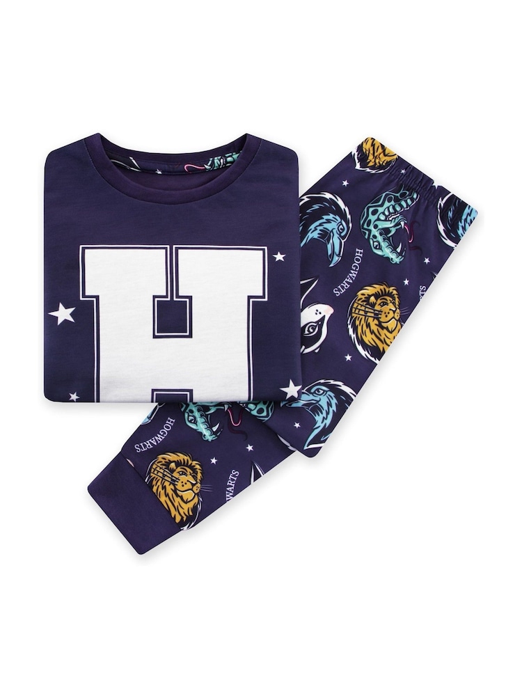 Character Blue Harry Potter Hogwarts Long Sleeve Pyjamas - Image 2 of 6