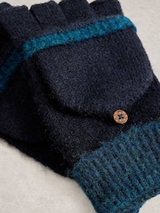 White Stuff Blue Emma Knitted Flip Mitten Gloves - Image 3 of 3