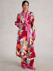 White Stuff Red Nina Woven Dressing Gown - Image 1 of 6