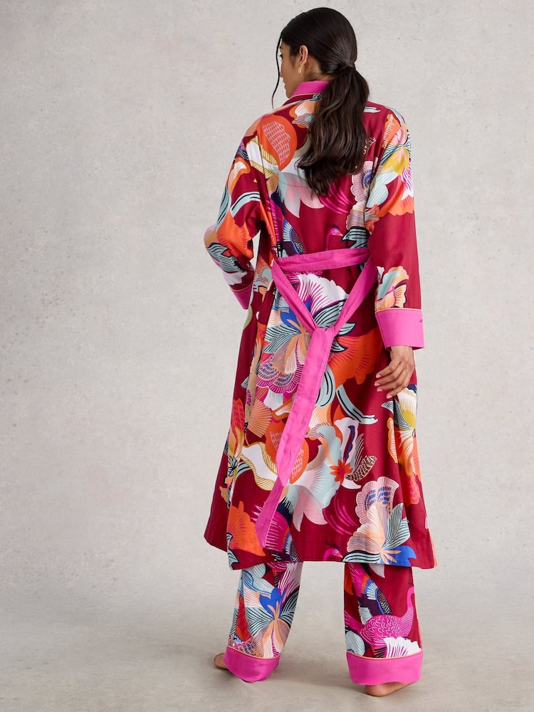 White Stuff Red Nina Woven Dressing Gown - Image 2 of 6