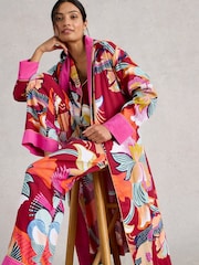 White Stuff Red Nina Woven Dressing Gown - Image 3 of 6