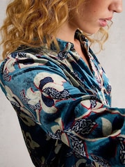 White Stuff Blue Blake Velvet Tunic - Image 4 of 6