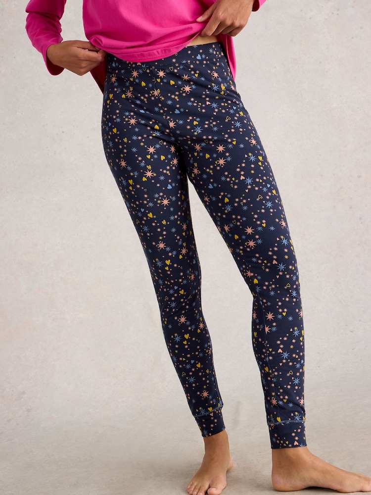 White Stuff Blue Selena Jersey Pyjamas Leggings - Image 1 of 6