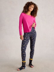 White Stuff Blue Selena Jersey Pyjamas Leggings - Image 4 of 6