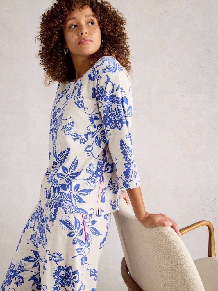 White Stuff Natural Mia Printed Boxy T-Shirt - Image 2 of 6