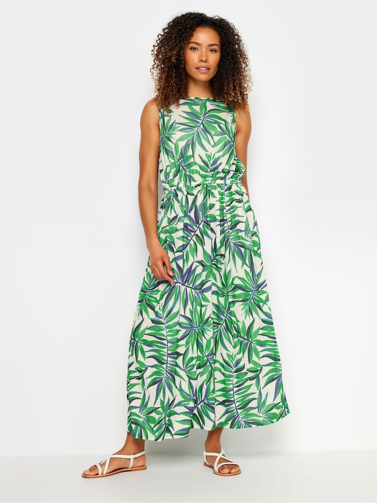 M&Co Green Tropical Leaf Print Sleeveless Dress - Image 1 of 5