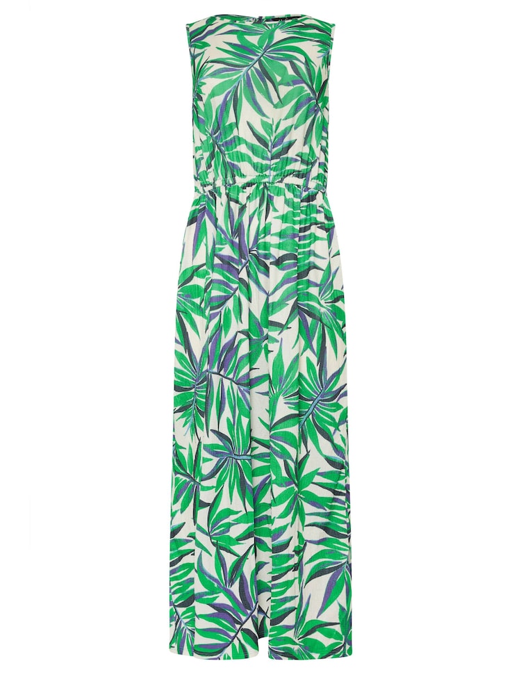 M&Co Green Tropical Leaf Print Sleeveless Dress - Image 5 of 5