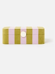 Oliver Bonas Green Stripe Velvet Jewellery Box - Image 1 of 6