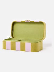 Oliver Bonas Green Stripe Velvet Jewellery Box - Image 3 of 6