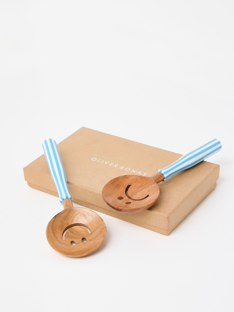 Oliver Bonas Blue Resin Swirl Salad Servers - Image 2 of 5 Oliver Bonas Blue Resin Swirl Salad Servers - Image 2 of 5