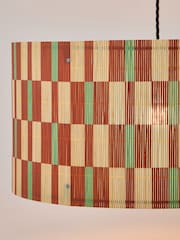 Oliver Bonas Ena Red Patterned Bamboo Pendant Lamp Shade - Slika 3 iz 5