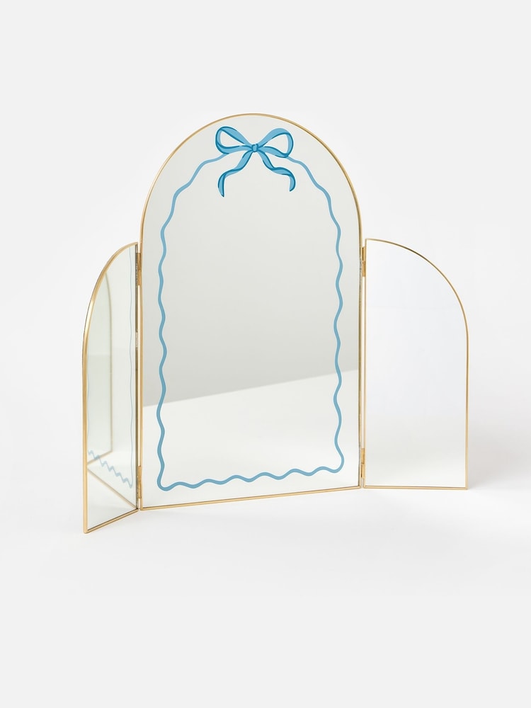 Oliver Bonas Gold Bow Triple Arch Dressing Table Mirror - Image 1 of 6