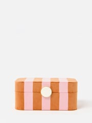 Oliver Bonas Orange Stripe Velvet Jewellery Box - Image 1 of 6