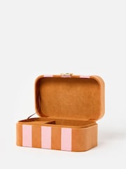 Oliver Bonas Orange Stripe Velvet Jewellery Box - Image 3 of 6