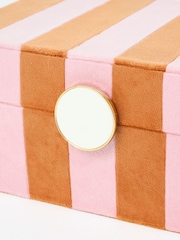 Oliver Bonas Orange Stripe Velvet Jewellery Box - Image 4 of 6