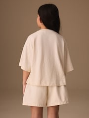 Ecru soare - Beaded Oversized Boxy T-Shirt (3-16yrs) - Imaginea 4 din 5