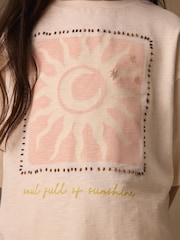 Ecru soare - Beaded Oversized Boxy T-Shirt (3-16yrs) - Imaginea 5 din 5