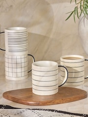 Set of 4 Monochrome Lars Stripe Mugs - Image 1 of 3