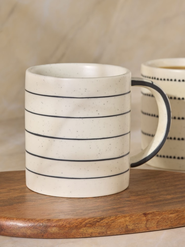 Set of 4 Monochrome Lars Stripe Mugs - Image 2 of 3