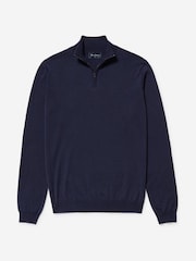 Oliver Sweeney Blue Merino Wool Quarter Zip - Image 3 of 5