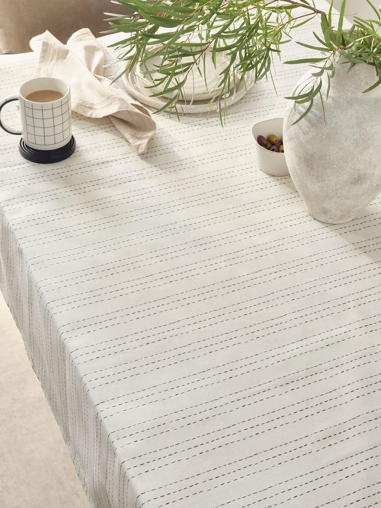 Black/White Checked Line Wipe Clean Table Cloth - Image 1 of 3 Black/White Checked Line Wipe Clean Table Cloth - Image 1 of 3