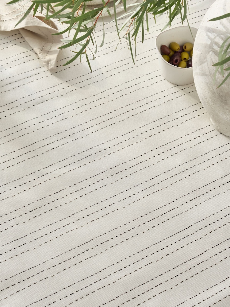 Black/White Checked Line Wipe Clean Table Cloth - Image 2 of 3 Black/White Checked Line Wipe Clean Table Cloth - Image 2 of 3