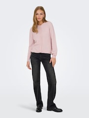 JDY Purple Long Sleeve Ribbed Pearl Button Cardigan - Image 3 of 6