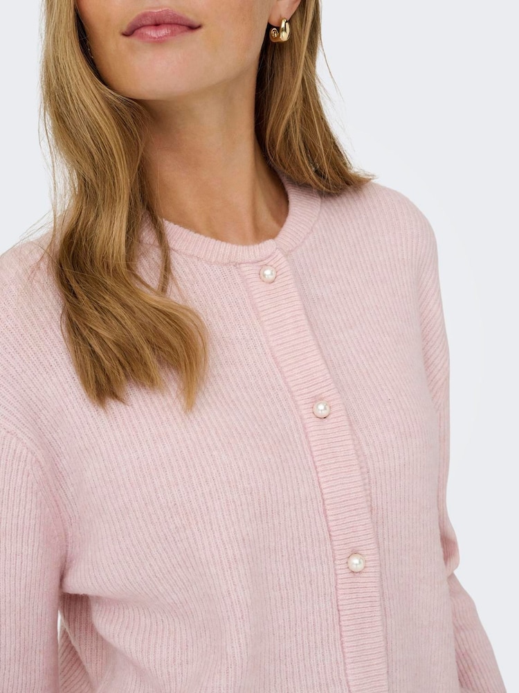 JDY Purple Long Sleeve Ribbed Pearl Button Cardigan - Image 6 of 6 JDY Purple Long Sleeve Ribbed Pearl Button Cardigan - Image 6 of 6