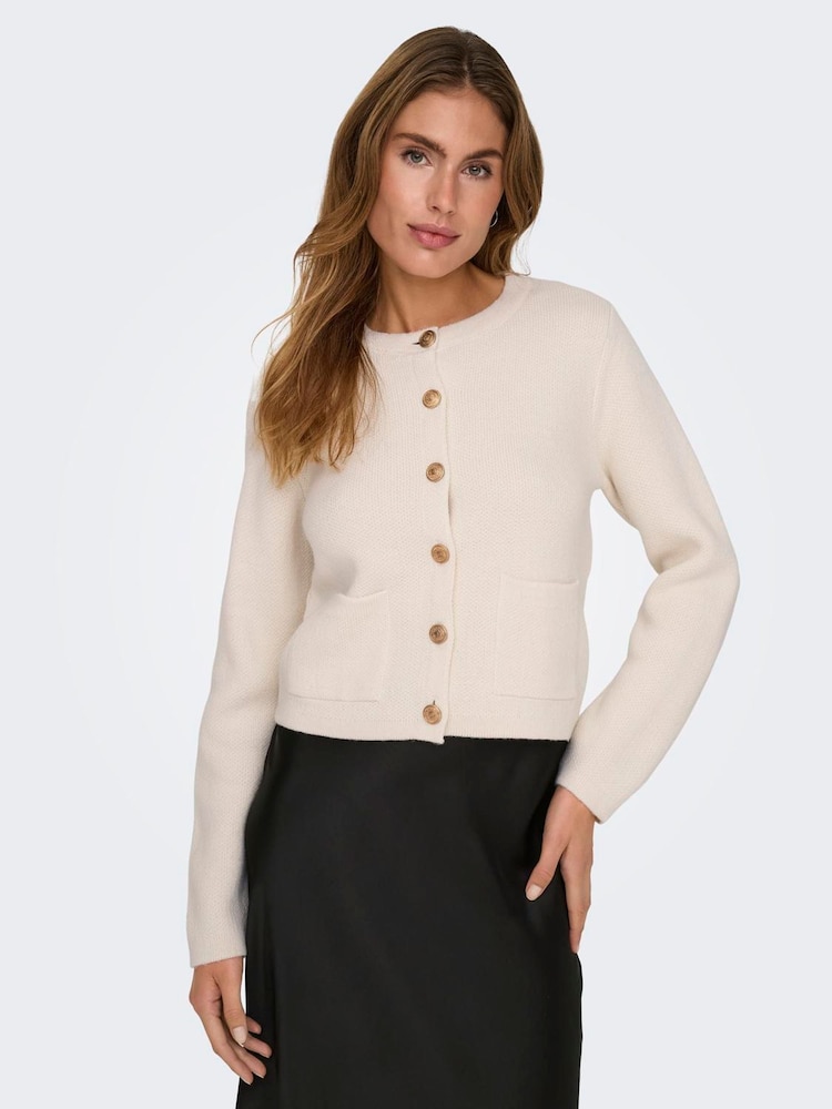 JDY Cream Loose Long Sleeve Stripe Shirt - Image 1 of 6