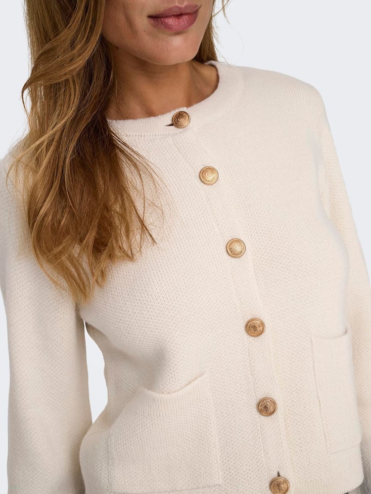 JDY Cream Loose Long Sleeve Stripe Shirt - Image 2 of 6