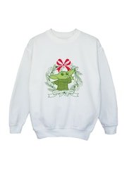 Brands In White Star Wars Yoda Galaxy Greetings Christmas Sweatshirt - Image 3 of 5