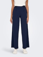 JDY Blue Wide Leg Button Detail Trousers - Image 1 of 6