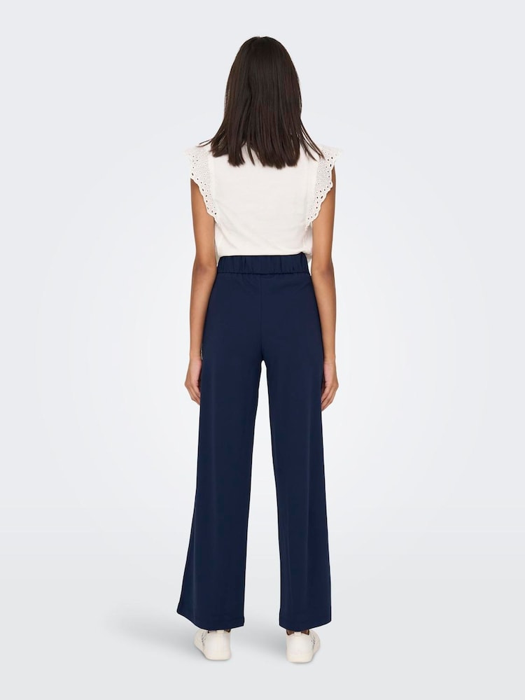 JDY Blue Wide Leg Button Detail Trousers - Image 2 of 6