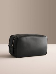 블랙 - 시그니처 가죽 세면도구 가방 - 5의 이미지 1