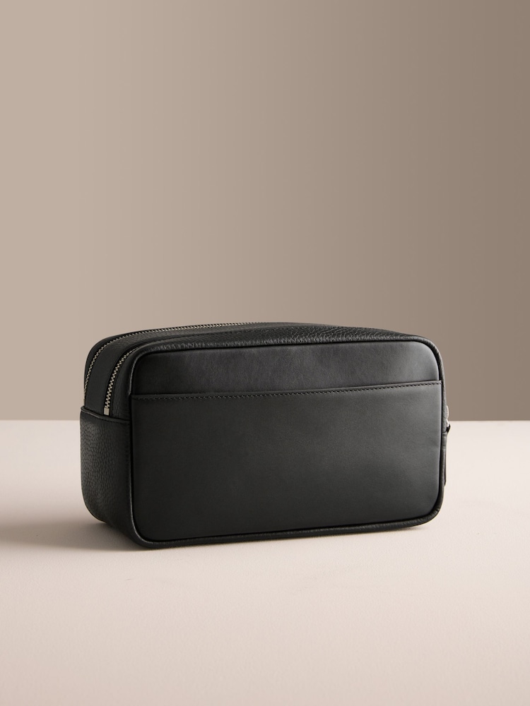 블랙 - 시그니처 가죽 세면도구 가방 - 5의 이미지 2