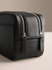 블랙 - 시그니처 가죽 세면도구 가방 - 5의 이미지 3