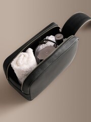 블랙 - 시그니처 가죽 세면도구 가방 - 5의 이미지 5