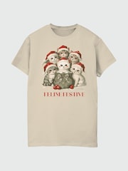 Brands In Natural Christmas Feline Festive T-Shirt - Image 3 of 5