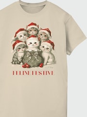 Brands In Natural Christmas Feline Festive T-Shirt - Image 4 of 5