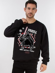 Brands In Black Star Wars Darth Vader Merry Force Christmas Sweatshirt - Image 1 of 5