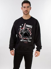Brands In Black Star Wars Darth Vader Merry Force Christmas Sweatshirt - Image 2 of 5